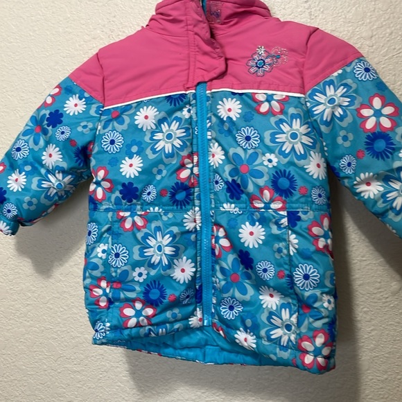 Rugged Bear Girls Blue Floral Winter Jacket. Very Good Condition. Size 24M. - Picture 3 of 16